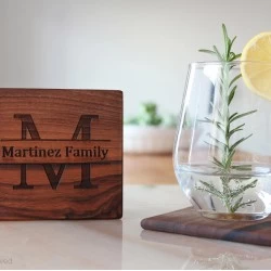 Kişiye Özel - Ahşap Kare Çay Bardağı Altı