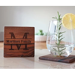 Kişiye Özel - Ahşap Kare Çay Bardağı Altı