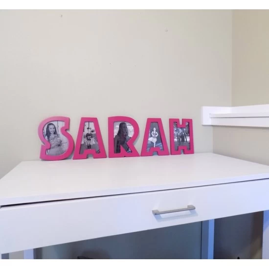 Kişiye Özel - Ahşap İsimli Her Harf Bir Çerçeve, Saat, Tasarım Saat, Farklı Saat