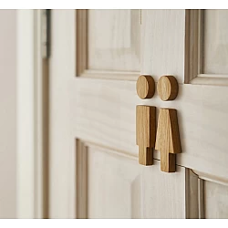 Kişiye Özel - Ahşap WC Kapı Erkek Kadın Figürü (Çift Taraflı Bantlı)