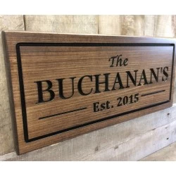 Kişiye Özel - Ahşap Kapı Tabelası Yazı Oyma Dış Yatay