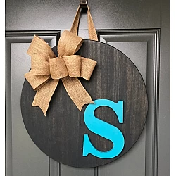 Kişiye Özel - Ahşap Tek Harfli Kapı Süsü Yuvarlak