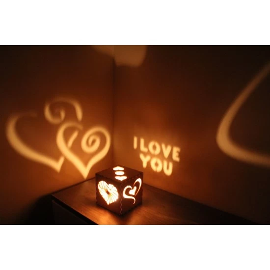 Kişiye Özel - Ahşap Kutu İsimli Yansımalı Mumluk, Saat, Tasarım Saat, Farklı Saat