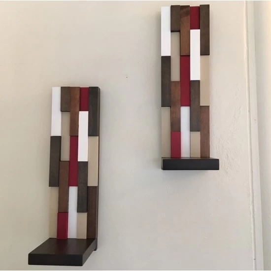 Kişiye Özel - Ahşap Duvar Rafı Part Tasarım 1 Adettir., Saat, Tasarım Saat, Farklı Saat