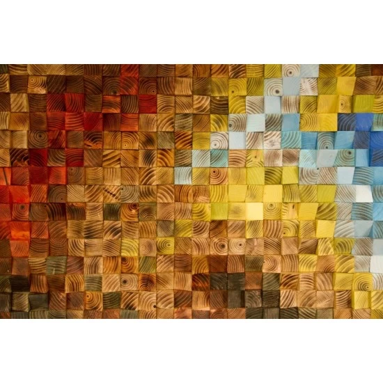 Kişiye Özel - Ahşap Kahverengi Kirmizi ve Sarının Rengi Tablo, Saat, Tasarım Saat, Farklı Saat