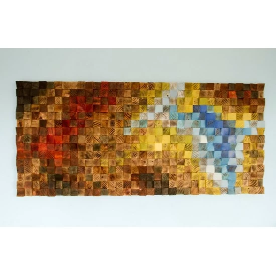 Kişiye Özel - Ahşap Kahverengi Kirmizi ve Sarının Rengi Tablo, Saat, Tasarım Saat, Farklı Saat