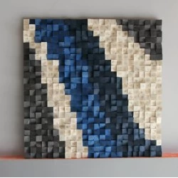 Kişiye Özel - Ahşap Mavi Beyaz Tablo