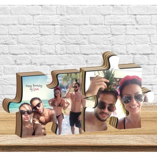 Kişiye Özel - Ahşap Puzzle Masaüstü Resimlik, Saat, Tasarım Saat, Farklı Saat