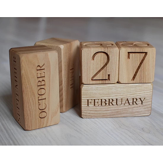 Kişiye Özel - Ahşap Sonsuz Takvim, Saat, Tasarım Saat, Farklı Saat