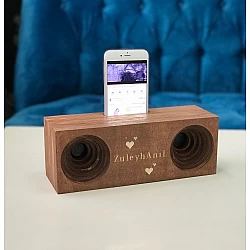 Kişiye Özel - Ahşap Çift Çıkışlı Ses Yükseltici ve Netleştirici Duble Tasarım