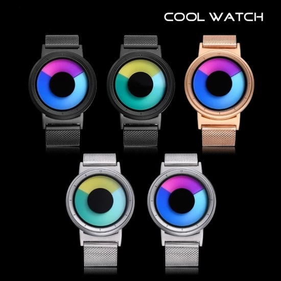 Cool Watch Saat - Siyah Kasa - Siyah Kordon CooL Galaxy Mix Mavi Pembe Ekran Unisex, Saat, Tasarım Saat, Farklı Saat