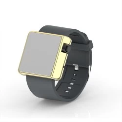 Cool Watch Saat - Gold Shiny Led Edition - Gri Kayış Unisex