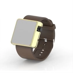 Cool Watch Saat - Gold Shiny Led Edition - Kahverengi Kayış Unisex