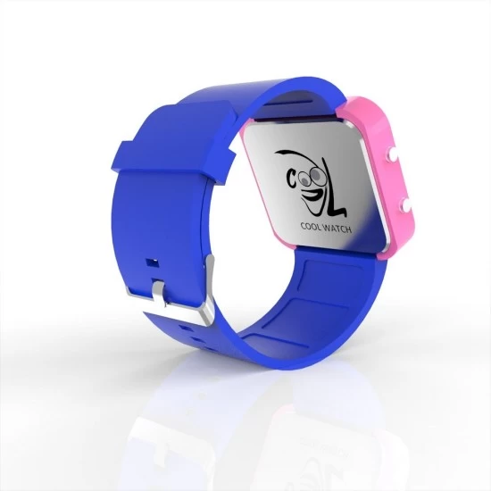 Cool Watch Saat - Pembe Led Kasa - Mavi Kayış Unisex, Saat, Tasarım Saat, Farklı Saat