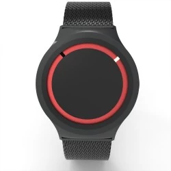 Cool Watch Saat - Siyah Mat Kasa Kırmızı Halka - Siyah Kordon CooL Plus Unisex
