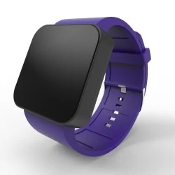 Cool Watch Saat - Siyah Mat Dokunmatik Kasa - Mor Kayış Unisex