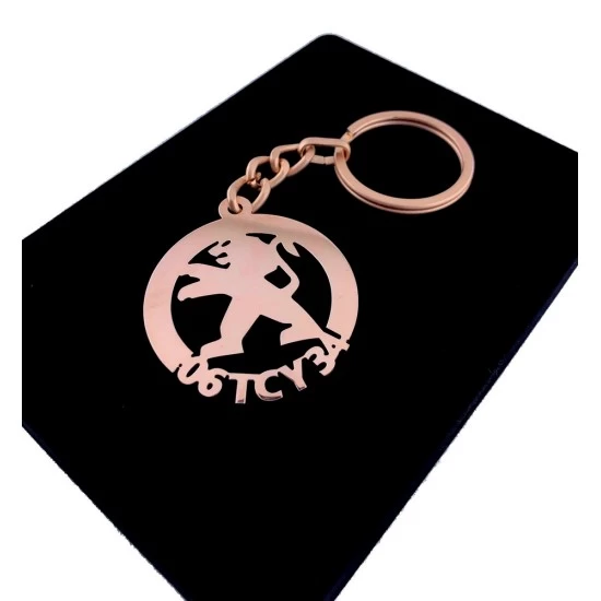 Kişiye Özel - Metal Peugeot - Rose Plaka Anahtarlık Gerçek Altın Kaplama, Saat, Tasarım Saat, Farklı Saat