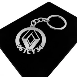 Kişiye Özel - Metal Renault - Gümüş Anahtarlık Gerçek Gümüş Kaplama