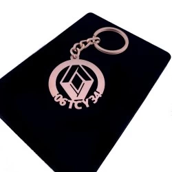 Kişiye Özel - Metal Renault - Rose Plaka Anahtarlık Gerçek Altın Kaplama