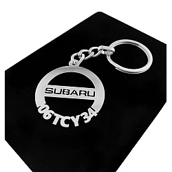 Kişiye Özel - Metal Subaru - Gümüş Anahtarlık Gerçek Gümüş Kaplama
