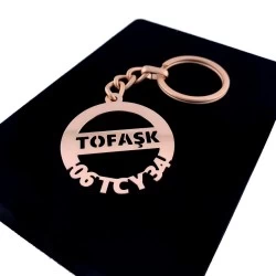 Kişiye Özel - Metal Tofaş - Rose Plaka Anahtarlık Gerçek Altın Kaplama