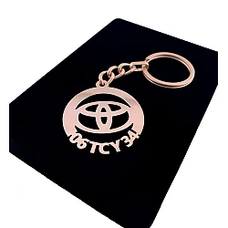 Kişiye Özel - Metal Toyota - Rose Plaka Anahtarlık Gerçek Altın Kaplama