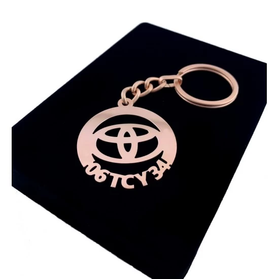 Kişiye Özel - Metal Toyota - Rose Plaka Anahtarlık Gerçek Altın Kaplama, Saat, Tasarım Saat, Farklı Saat